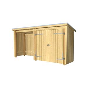 Plus Danmark Multi tuinhuis dubbele deur/open 4,7 m2 onbehandeld incl. dakleer/alu strips 109 x 432 x 218 cm