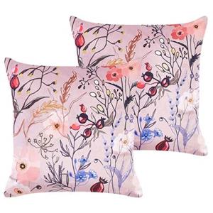 Beliani ANEMONES Set van 2 kussens Roze