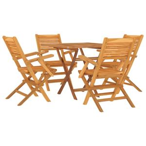 vidaXL 5-delige Tuinset massief teakhout