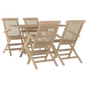 vidaXL 5-delige Tuinset massief teakhout grijs