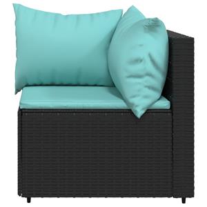 vidaXL Loungesofa Garten-Ecksofa mit Kissen Schwarz Poly Rattan, 1 Teile