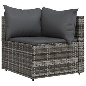 Vidaxl Garten-ecksofas Mit Kissen 2 Stk. Grau Poly Rattan