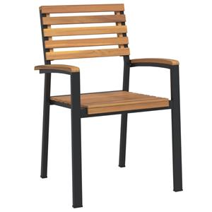 vidaXL Tuinstoelen 4 st stapelbaar massief acaciahout en metaal