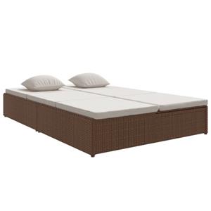 VidaXL Ligbed met kussens converteerbaar poly rattan bruin