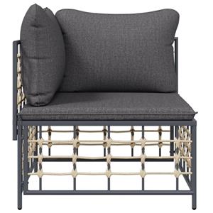 vidaXL Loungesofa Garten-Ecksofa mit Dunkelgrauen Kissen Poly Rattan, 1 Teile