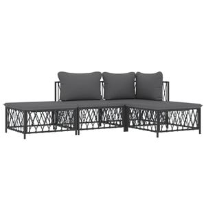 vidaXL 4-delige Loungeset met kussens staal antracietkleurig