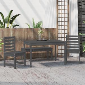 vidaXL 4-delige Tuinset massief grenenhout grijs