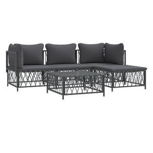 vidaXL 5-delige Loungeset met kussens staal antracietkleurig