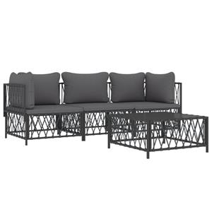 vidaXL 4-delige Loungeset met kussens staal antracietkleurig
