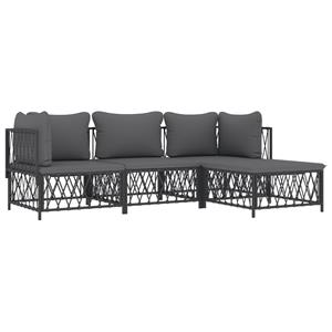 vidaXL 4-delige Loungeset met kussens staal antracietkleurig