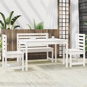 vidaXL 4-delige Tuinset massief grenenhout wit