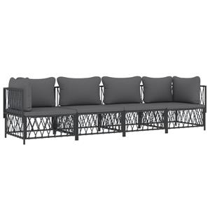 vidaXL 4-delige Loungeset met kussens staal antracietkleurig