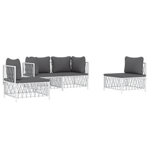 vidaXL 4-delige Loungeset met kussens staal wit