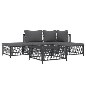 vidaXL 5-delige Loungeset met kussens staal antracietkleurig