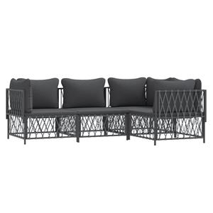 vidaXL 4-delige Loungeset met kussens staal antracietkleurig