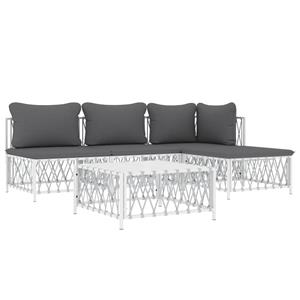 vidaXL 5-delige Loungeset met kussens staal wit