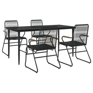 vidaXL 5-delige Tuinset PVC-rattan zwart