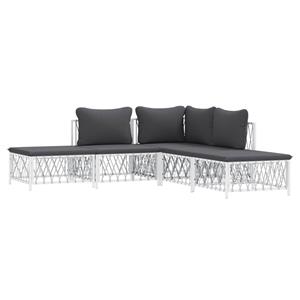 vidaXL 5-delige Loungeset met kussens staal wit