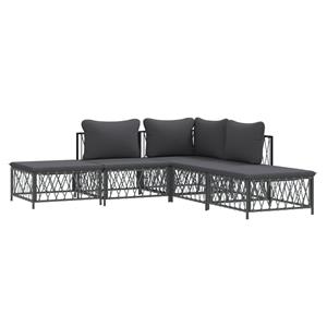 vidaXL 5-delige Loungeset met kussens staal antracietkleurig