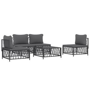 vidaXL 5-delige Loungeset met kussens staal antracietkleurig