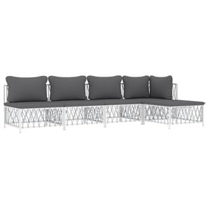 vidaXL 5-delige Loungeset met kussens staal wit