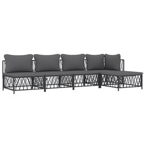 vidaXL 5-delige Loungeset met kussens staal antracietkleurig