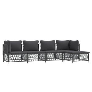 vidaXL 5-delige Loungeset met kussens staal antracietkleurig