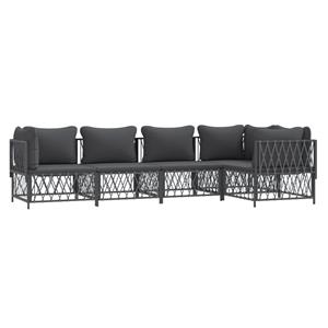 vidaXL 5-delige Loungeset met kussens staal antracietkleurig
