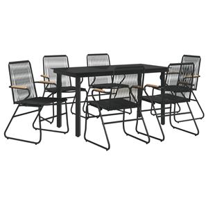 vidaxl 7-delige Tuinset PVC-rattan zwart