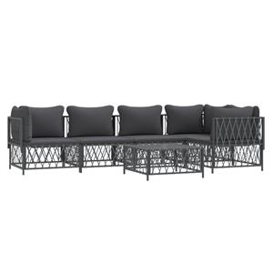 vidaXL 6-delige Loungeset met kussens staal antracietkleurig
