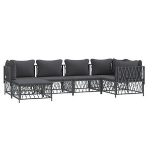 vidaXL 6-delige Loungeset met kussens staal antracietkleurig