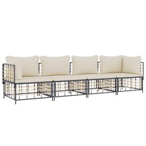 Vidaxl 4-tlg. Garten-lounge-set Mit Kissen Anthrazit Poly Rattan