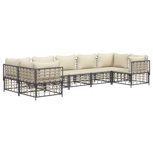 vidaXL 7-delige Loungeset met kussens poly rattan antracietkleurig