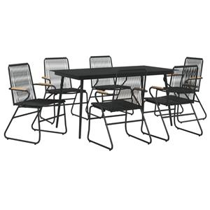 vidaXL 7-delige Tuinset PVC-rattan zwart