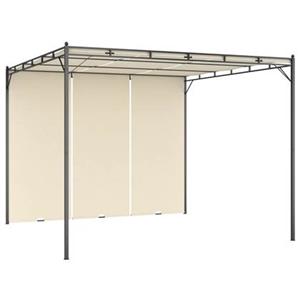 VIDAXL Gartenpavillon Mit Seitenvorhang 3x3x2,25 M Creme