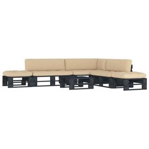 VIDAXL 6-tlg. Paletten-lounge-set & Kissen Schwarz Kiefer Imprägniert