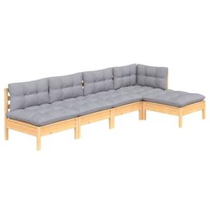 VidaXL 5-delige Loungeset met grijze kussens grenenhout
