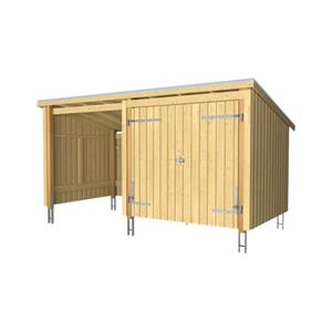 Plus Danmark Multi tuinhuis met dubbele deur/open 9,5 m2 onbehandeld compleet 218 x 432 x 220 cm | Type C