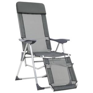 vidaXL Campingstoelen met voetensteun 2 st inklapbaar textileen grijs