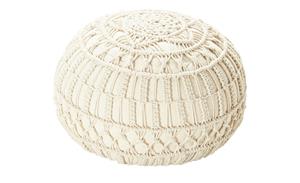 HOME STORY Pouf  Macrameoptik ¦ beige ¦ Maße (cm): H: 35  Ø: [50.0]  - Möbel Kraft