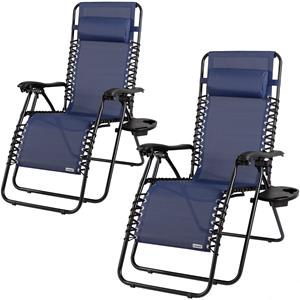 Casaria Tuinstoel 2 stuks Blauw Inklapbaar