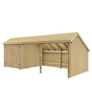 Plus Danmark Multi tuinhuis dubbele deur / open 15,5 m2 onbehandeld 248 x 635 x 250 cm | Type A