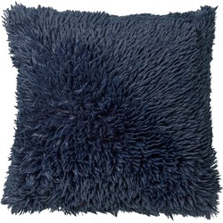 Dutch Decor FLUFFY - Sierkussen unikleur 60x60 cm - Insignia Blue - donkerblauw - 