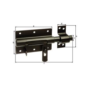 Bout-sluitgrendel Verzinkt Kunststof Coating + Bevestigd Tegenstuk 80/116mm