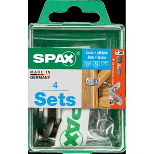 Spax - Zaunverbinder, 7 x 35 mm, 4er Set, Vollgewinde, Flachrundkopf, t-star plus T30, CUT-Spitze - 4357700700352