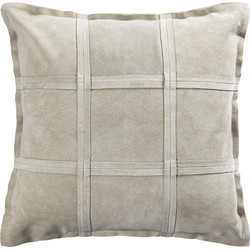PTMD Collection PTMD Cobie Taupe suede leather cushion square S