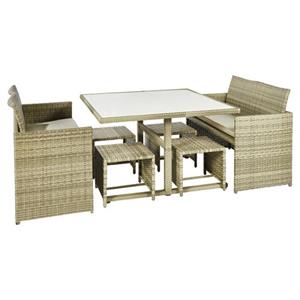 Central Park Dining Loungeset Capri Naturel 7-delig