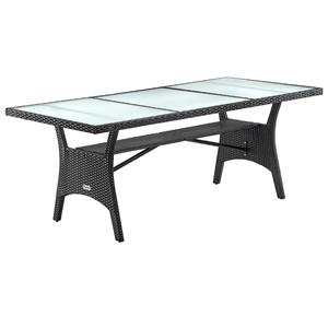 Casaria Polyrotan Tuintafel Takeo Zwart 190x90x74cm Glas