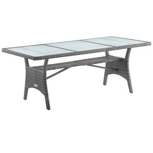 Casaria Polyrotan Tuintafel Takeo Grijs 190x90x74cm Glas