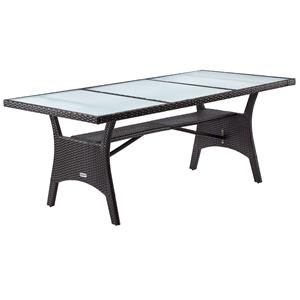 Casaria Polyrotan Tuintafel Takeo Bruin 190x90x74cm Glas